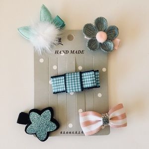 Baby Hair Clips Flower Kitty Real Fur